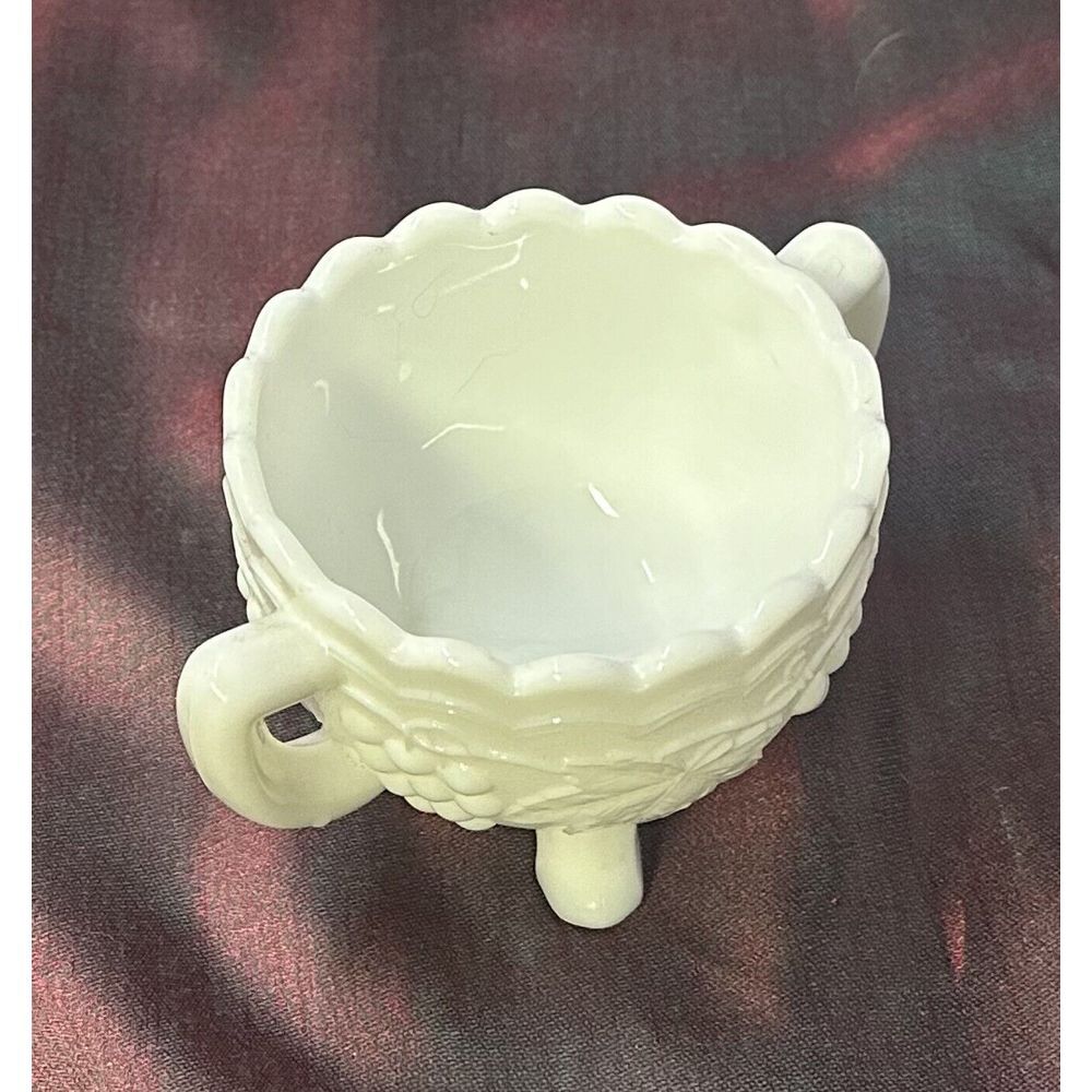 Vintage Imperial‎ Milk Glass Sugar Bowl with Embossed Grape Vine Pattern